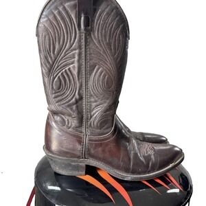 VTG Laredo Boots Mens Size 8 Brown Leather Western Cowboy Pointed Toe USA 39567